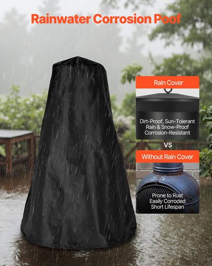 22 Inch Chiminea Outdoor Iron Fireplace with Grill Mesh & Chimney Coat