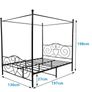 Double Canopy Bed Frame with Vintage Headboard & Footboard, Black 135x190cm Double Canopy Bed Frame, 4ft6 Heavy Duty Metal Bed, Heart Scroll Headboard & Footboard, Steel Slats for Bedrooms Image 6