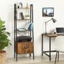 _Standing shelf, ladder shelf, bookcase with cupboard, living room shelf, 4 shelves, sturdy iron frame, bedroom, office, 56 x 34 x 173 cm, industrial design, vintage, dark brown Image 3