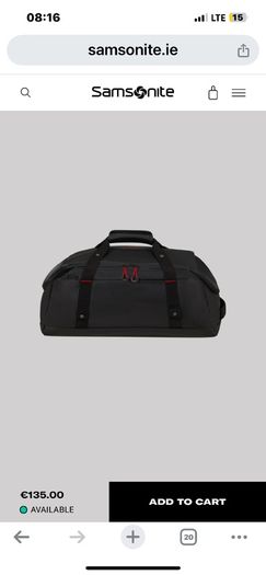 Samsonite hand luggage bag ECODIVER Duffle backpack