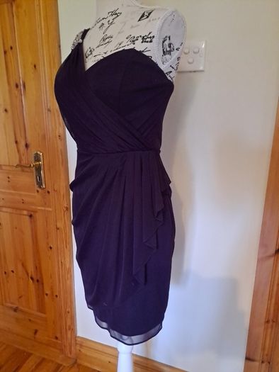 Size 10 Petite Purple One Shoulder Occasion Dress