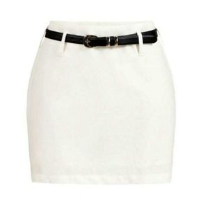 Women's White and Brown Skirt