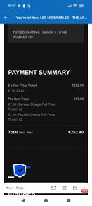 2 Tickets Les Miserables