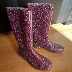 Pink leopard print wellies Size 38