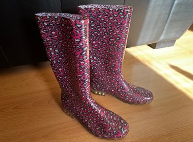 Pink leopard print wellies Size 38