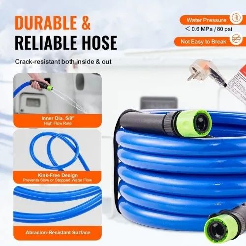 457.2 cm Heated Water Hose for RV -45F Antifreeze Heated Drinking Water Hose