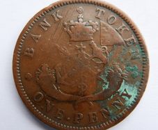 One Penny 1857 token Bank of Upper Canada