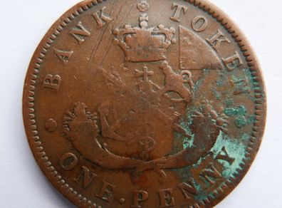One Penny 1857 token Bank of Upper Canada