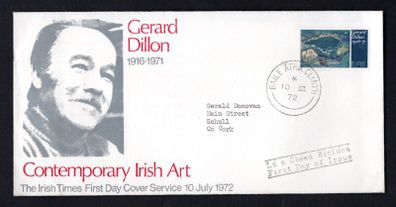 1972 Ireland Irish Art "Blake Late" Gerard Dillon 1916-1971 Commemorative Stamp The Irish Times Addressed First Day Cover (FDC)