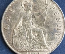 GB 1914 Excellent 1 Penny George V coin