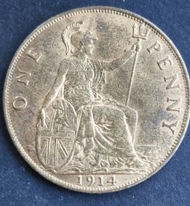 GB 1914 Excellent 1 Penny George V coin