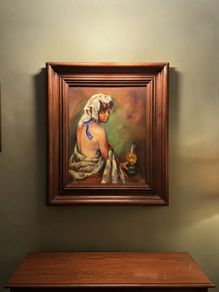 Vintage Signed Oil Painting on Canvas | Framed Portrait Art M. Mormand