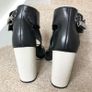 Topshop black and cream leather chunky heel sandals Image 5