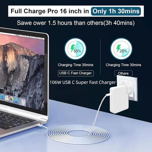 106W USB C Super Fast Charger,Compatible with MacBook Pro Super Fast Charger,Compatible with laptop charger MacBook Pro 16,15,14,13 inches, MacBook Air 13 inches, iPad Pro 12.9