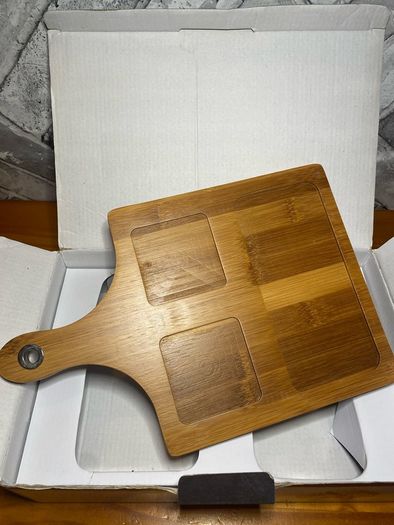 3 Porcelain Bowls with Bamboo Tray Tasting Set