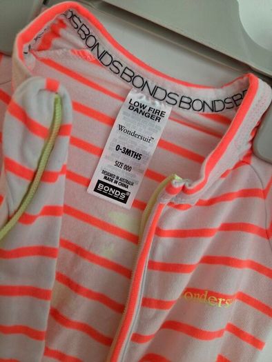 0-3m, 2 Way Zip Up Bonds Wondersuit Sleepsuit - Glow in The Dark