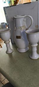 Wine jug with matching set of 2 Large Goblets. Ballyelland Pottery Location: The Old Mill, Castlebridge, Wexford,