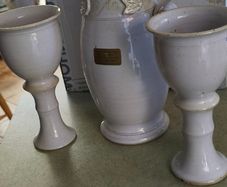 Wine jug with matching set of 2 Large Goblets. Ballyelland Pottery Location: The Old Mill, Castlebridge, Wexford,
