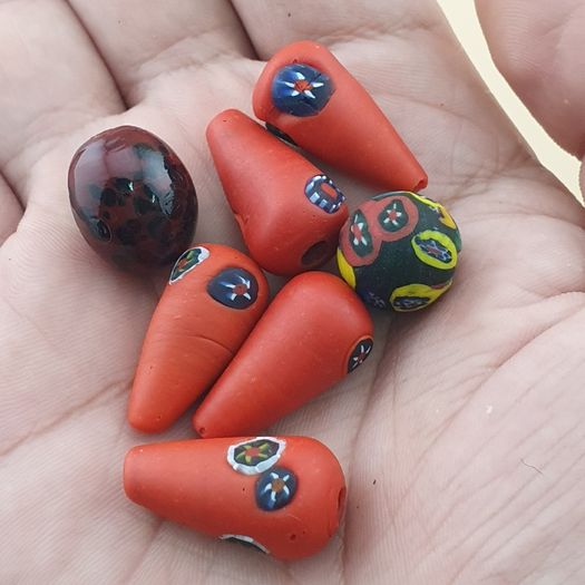 Vintage Venetian Style Millefiori Glass Beads Lot of 7