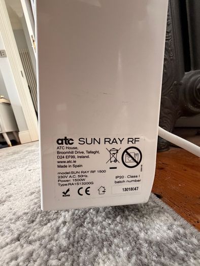 Pair of ATC Sun Ray RF 1500W Electric Thermal Radiators (12-Fin)