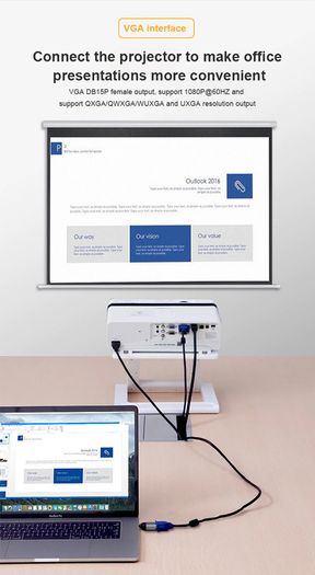 USB-C Thunderbolt 3 (Male) to VGA/WQXGA (Female) (2K/QHD/Full HD) [2560x1440@60Hz] Gold-Plated/Aluminum-Alloy Adapter (Brand New/Warranty)