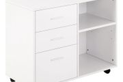 Freestanding Printer Stand Unit Office Desk Side Mobile Storage w/ Wheels 3 Drawers, 2 Open Shelves Modern Style 80L x 40W x 65H cm - White