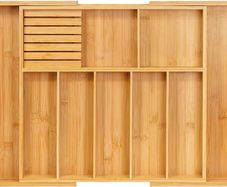VaeFae Bamboo Extra Large Expandable Cutlery Drawer Organiser - Brand New