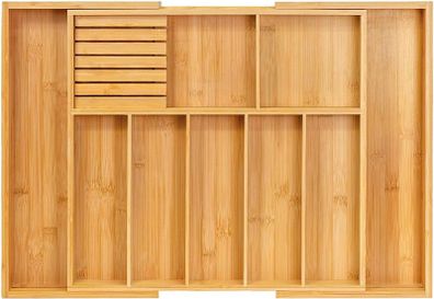 VaeFae Bamboo Extra Large Expandable Cutlery Drawer Organiser - Brand New