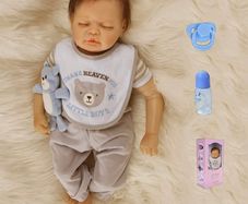 22 inch 55 cm Reborn Dolls Boy Soft Silicone Vinyl Handmade Real Life Reborn Baby Dolls Toddler Newborn Baby Sleeping Reborn Babies Kit Xmas Gifts (FREE POSTAGE)