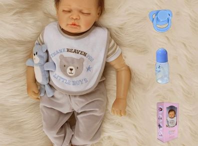22 inch 55 cm Reborn Dolls Boy Soft Silicone Vinyl Handmade Real Life Reborn Baby Dolls Toddler Newborn Baby Sleeping Reborn Babies Kit Xmas Gifts (FREE POSTAGE)