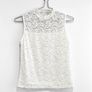 Pre Owned White Floral Lace High-Neck Shell Top Image 2