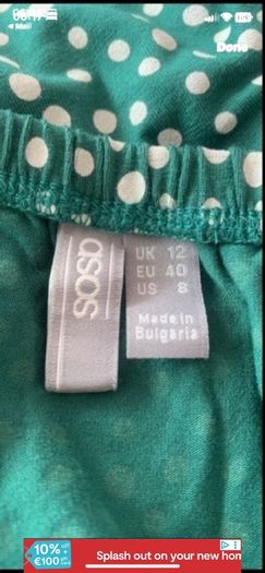 dress asos off shoulder dress size 12 green polka dot