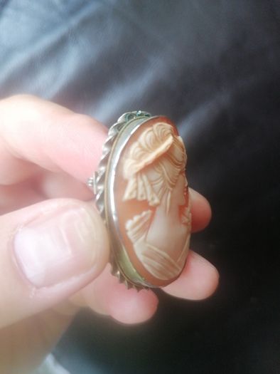 Vintage Large Silver Cameo Pendant&brooch