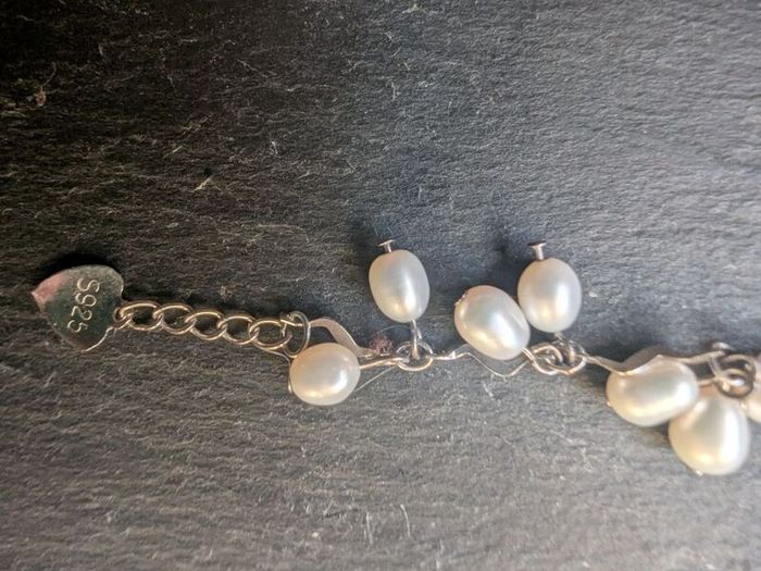 River pearl and silver women bracelet