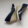 Navy patent leather wedge shoes Image 2