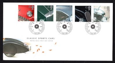 1996 Great Britain Classic Sports Cars Commemorative Stamps Royal Mail Addressed Stamp First Day Cover (FDC)