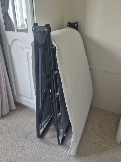 Foldable, guest bed with mattress ,wooden slats