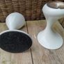 white enamel candleholders, space age candle holder Image 8