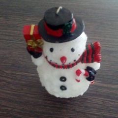 Snowman Candle Figure.
