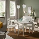 Rectangular White Extending Table & 6 matching chairs