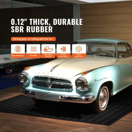Diamond-Plate Rubber Flooring Roll, 3 mm x 4 ft x 8 ft Garage Floor Mat, SBR Rubber Garage Flooring Roll, Easy to Clean, Diamond Plate Rubber Mat for Under Cars, Garage Industry Gym, Black