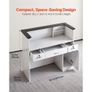 Reception Desk, 127.5cm Rectangular Front Counter Table, Modern Office Reception Desk with Light Strip, 3 Drawers & Storage Cabinets, Retail Counter Table Image 7