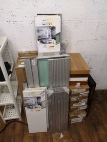 Glass and wooden shelves