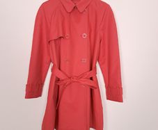 Eastex Coral Red Orange Belted Trench Coat 14UK/42EU