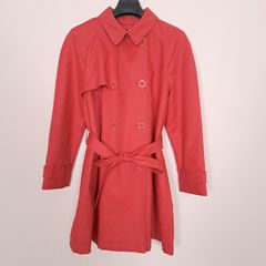 Eastex Coral Red Orange Belted Trench Coat 14UK/42EU