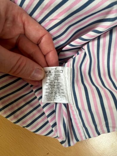 Gant Shirt Mens 2XL Striped Short Sleeve Collared Liberty Bell Poplin - Pink\Blue