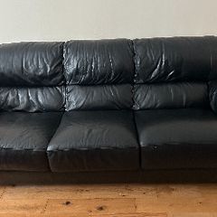 Black leather couch suite