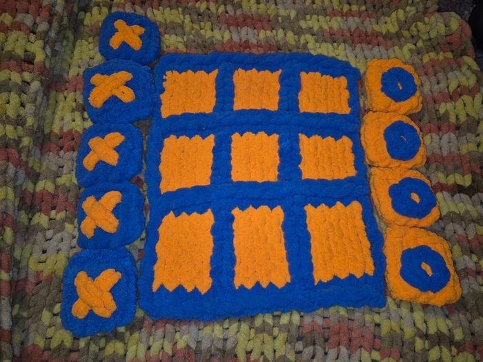Chunky Knit Tic Tac Toe Game | Sensory Play Mat, Kids Gift | Handmade Soft Play