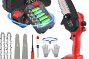 Mini Chainsaw 6 Inch Cordless-Chainsaw with 2 3000mAh Battery 24V Electric Chainsaw with Oiler System and Security Lock Handheld Small Chain Saw for Wood Cutting Tree Trimming Gardening (FREE POSTAGE)