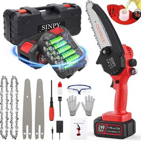 Mini Chainsaw 6 Inch Cordless-Chainsaw with 2 3000mAh Battery 24V Electric Chainsaw with Oiler System and Security Lock Handheld Small Chain Saw for Wood Cutting Tree Trimming Gardening (FREE POSTAGE)